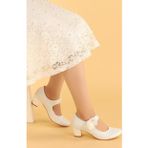 Kiko Kids 751 Simli Gunluk Kiz Cocuk 4 Cm Topuklu Babet Ayakkabi Beyaz