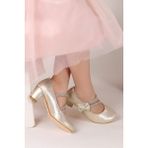 Kiko Kids Aisha Vakko Günlük Kız Çocuk 4 Cm Topuklu Abiye Ayakkabı - Altın