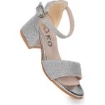 Kiko Kids Alexa Günlük Kız Çocuk 4 Cm Topuklu Sandalet Abiye Ayakkabı - Gümüş