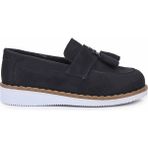 Kiko Kids Cision Süet Papyonlu Erkek Bebek Sünnet Ayakkabısı Düz Taban Slip On - Siyah