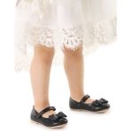 Kiko Kids Ege 200 Cilt Siyah Cırtlı Fiyonklu Kız Çocuk Babet
