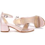 Kiko Kids Elinor Vakko Günlük Kız Çocuk 3 Cm Topuklu Sandalet Abiye Ayakkabı - Pudra
