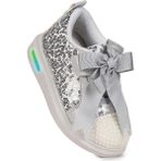 Kiko Kids Janes Işıklı Cırtlı Fiyonk Kız Çocuk Spor Ayakkabı - Gümüş