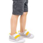 Kiko Kids Kiko Erkek Çocuk Spor Ayakkabı Cırtlı Bağlama Şekli Gri - Sarı Tekstil Malzeme Düz Taban
