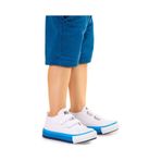Kiko Kids Linen Cırtlı Erkek Bebek Keten Spor Ayakkabı Beyaz - Mavi