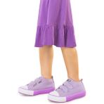 Kiko Kids Linen Cırtlı Kız Bebek Keten Spor Ayakkabı Lila