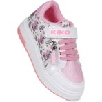 Kiko Kids Maria Cırtlı Simli Kız Çocuk Spor Ayakkabı - Beyaz - Pembe