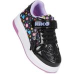 Kiko Kids Maria Cırtlı Simli Kız Çocuk Spor Ayakkabı - Siyah - Lila