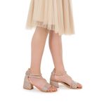 Kiko Kids Pisar Kum Simli Günlük Kız Çocuk 4 Cm Topuklu Sandalet Abiye Ayakkabı