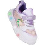 Kiko Kids Puff Cırtlı Işıklı Faylon Taban Kız Bebek Spor Ayakkabı - Beyaz - Mor