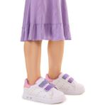 Kiko Kids Royzo Spor Ayakkabı Kız Çocuk Cırtlı Işıklı Beyaz Mikrofiber Tabanlı İlk Adım