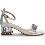 Kiko Kids Şeffaf Topuklu Sandalet Kız Çocuk İçin Suni Deri 3 Cm Taşlı 26-36 Numara - Sedef