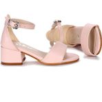 Kiko Kids Sheila Cilt Günlük Kız Çocuk 4 Cm Topuklu Sandalet Abiye Ayakkabı - Pudra