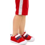 Kiko Kids Textile Erkek Çocuk Cırtlı Spor Ayakkabı Kırmızı Tekstil Taban Düz