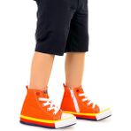 Kiko Kids Tinna Bağcıklı Erkek Bebek Boğazlı Keten Spor Ayakkabı - Açık Turuncu