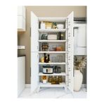 Kiler Dolabı 4 Kapaklı 6 Raflı Sığ Derinlik Mutfak Banyo Parlak Beyaz 70x170 Cm