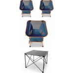 Kılıçaslan Camp Madfox Campix Alüminyum Masa Büyük +3 Adet Foldmesh Kompakt Katlanır Sandalye Seti Navy Spark