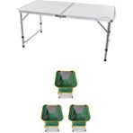 Kılıçaslan Camp Madfox Field Katlanır Kamp Masası Beyaz +3 Adet Foldmesh Katlanır Sandalye Savanna Lime
