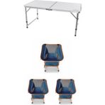 Kılıçaslan Camp Madfox Field Katlanır Kamp Masası Beyaz +3 Adet Katlanır Sandalye Navy Spark