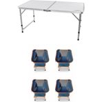 Kılıçaslan Camp Madfox Field Katlanır Kamp Masası Beyaz +4 Adet Foldmesh Katlanır Sandalye Navy Spark