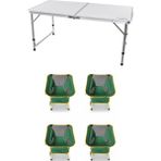 Kılıçaslan Camp Madfox Field Katlanır Kamp Masası Beyaz +4 Adet Foldmesh Katlanır Sandalye Savanna Lime