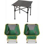 Kılıçaslan Camp Madfox Surface Küçük Boy Katlanır Kamp Masası +2 Adet Foldmesh Katlanır Sandalye Savanna Lime