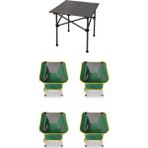 Kılıçaslan Camp Madfox Surface Küçük Boy Katlanır Kamp Masası +4 Adet Foldmesh Katlanır Sandalye Savanna Lime