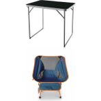 Kılıçaslan Camp Madfox Zenith Katlanır Kamp Masası Siyah +1 Adet Foldmesh Katlanır Sandalye Navy Spark