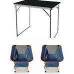 Kılıçaslan Camp Madfox Zenith Katlanır Kamp Masası Siyah +2 Adet Foldmesh Katlanır Sandalye Navy Spark