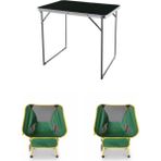 Kılıçaslan Camp Madfox Zenith Katlanır Kamp Masası Siyah +2 Adet Foldmesh Katlanır Sandalye Savanna Lime