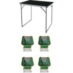 Kılıçaslan Camp Madfox Zenith Katlanır Kamp Masası Siyah+4 Adet Foldmesh Katlanır Kamp Sandalye Savanna Lime