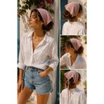 kılıçbey tekstil Kadın File Örgü Bandana Yazlık Delikli Triko Saç Bandanası Plaj Uyumlu
