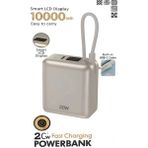 Kılıf House 10.000 Mah 20W Hızlı Şarj Kendinden Type-C Kablolu LCD Mini Powerbank Taşınabilir Şarj Cihazı - Bej