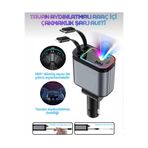 KILIF HOUSE 66W 4'ü 1 Arada Makaralı Kablolu Yıldız Tavan Işıklı Type-C Usb Araç İçi Şarj Aleti Oto Çakmaklık