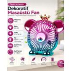 Kılıf House Dekoratif Ayıcık Tasarımlı 1200 Mah Şarjlı Taşınabilir Masaüstü Fan Mini Vantilatör - Pembe