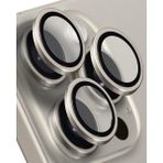 Kılıf House Iphone Uyumlu Takma Aparatlı Cam Safir Kamera Lens Koruyucu - Titanyum - Iphone 15 Pro / 15 Pro Max