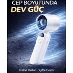 Kılıf House LCD Göstergeli 12.000 Rpm Şarjlı Taşınabilir El Fanı Mini Vantilatör - Beyaz