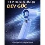 Kılıf House LCD Göstergeli 12.000 Rpm Şarjlı Taşınabilir El Fanı Mini Vantilatör - Mavi