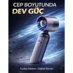 Kılıf House LCD Göstergeli 12.000 Rpm Şarjlı Taşınabilir El Fanı Mini Vantilatör - Siyah