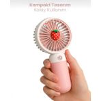 Kılıf House Telefon Standlı Meyveli 8000 Rpm Şarjlı Masaüstü ve El Fanı Mini Vantilatör - Pembe