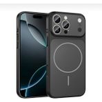 Kılıf Sipariş iPhone 16 Pro Max Uyumlu 17 Pro Max Görünümüne Çeviren Magsafe Özellikli Glass Telefon Kılıfı - Siyah