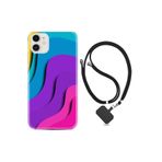 kilifland Apple Iphone 12 ile Uyumlu Kılıf Silikon Desen Boyun Askılı Renk Cümbüşü 1631