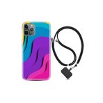 kilifland Apple Iphone 12 Pro Max ile Uyumlu Kılıf Silikon Desen Boyun Askılı Renk Cümbüşü 1631