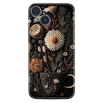Kılıfland Apple iPhone 13 ve iPhone 14 ile Uyumlu Boutique Baskılı Kahve Çiçek Desenli Kılıf, Siyah