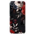 Kılıfland Apple iPhone 13 ve iPhone 14 ile Uyumlu Kılıf, Boutique Baskılı, Çiçek Desenli, Siyah