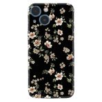 Kılıfland Apple iPhone 13 ve iPhone 14 ile Uyumlu Kılıf, Boutique Baskılı, Siyah Fon Çiçek Desen