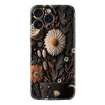 Kılıfland Apple iPhone 16 Pro ile Uyumlu Kılıf, Boutique Baskılı, Kahve Çiçek Desen, Siyah