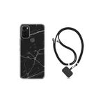 kilifland General Mobile Gm 21 Plus ile Uyumlu Kılıf Ipli Boyun Askılı Desenli Silikon Siyah Mermer 1299
