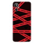 Kılıfland General Mobile GM 23 SE ile Uyumlu Silikon Kılıf, Danger Desenli, Siyah-Kırmızı