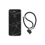 Kılıfland General Mobile GM 9 Pro ile Uyumlu Boyun Askılı Desenli Silikon Kılıf, Siyah Mermer